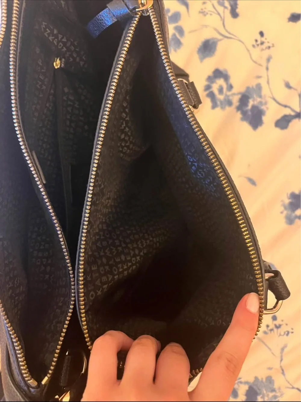 kate spade Black Pebbled Leather Tote with Gold Hardware